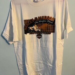 Harley-Davidson White and Orange Graphic Tee
